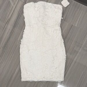 Altar'd State Strapless White Floral Dress